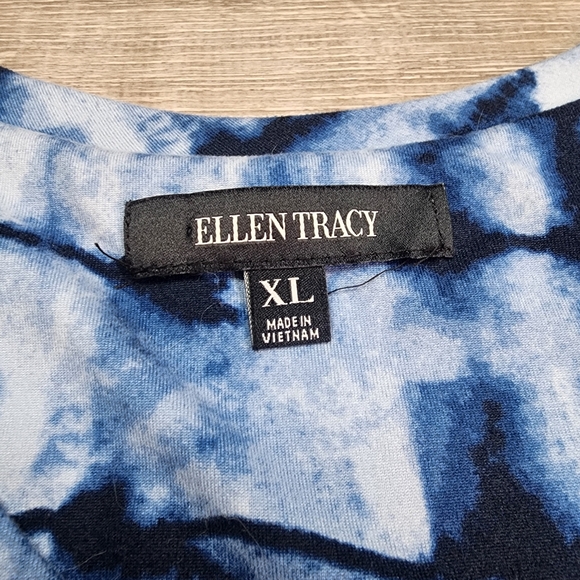 ELLEN TRACY Blue White Tank Dress Tie Dye Pattern Sleeveless XL - Picture 3 of 10